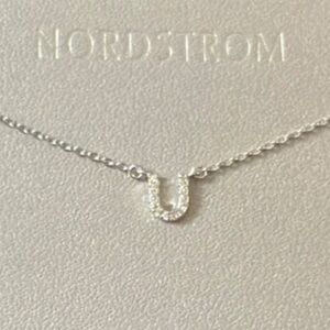 Nordstrom Silver Petite U Initial Necklace- Cubic Zirconia- Nickel Free